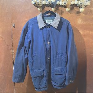 St Johns Bay Hunting Jacket Button Front Rain Coat Dusty Blue M